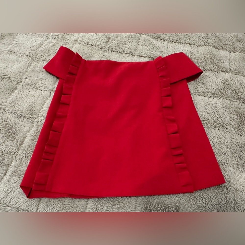Ba&sh Red top with Ruffle Accent Sz XS